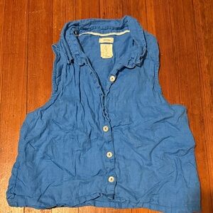 Joie Blue Button Down Sleeveless Shirt